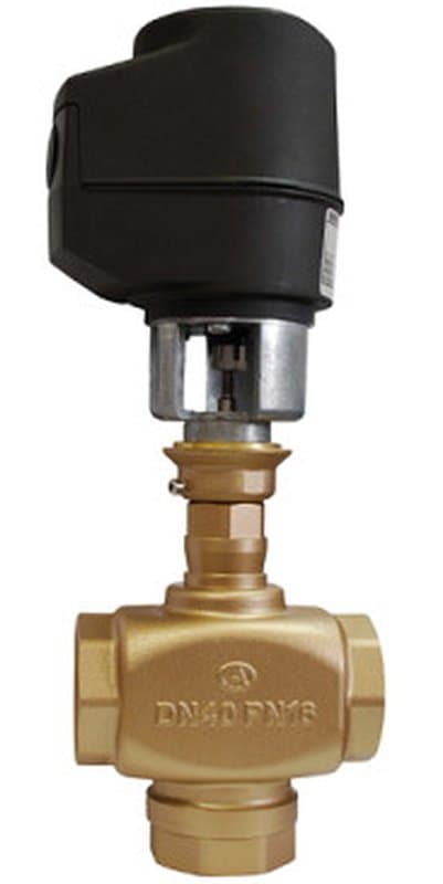 Клапан регулирующий Гранрег КМ124Р 3/4 Ду20 Ру16 двухходовой, односедельчатый, с твердым седловым уплотнением, корпус — латунь, с трехпозиционным электроприводом СМП0.7 24В, корпус - пластик, Pmax = 14bar