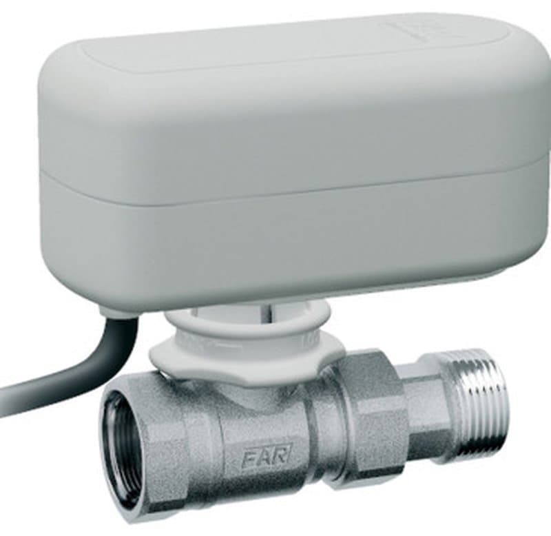 Кран шаровой FAR FA 307074 1 Ду25 Ру16 двухходовой с трёхточечным электроприводом, внутренняя резьба/американка