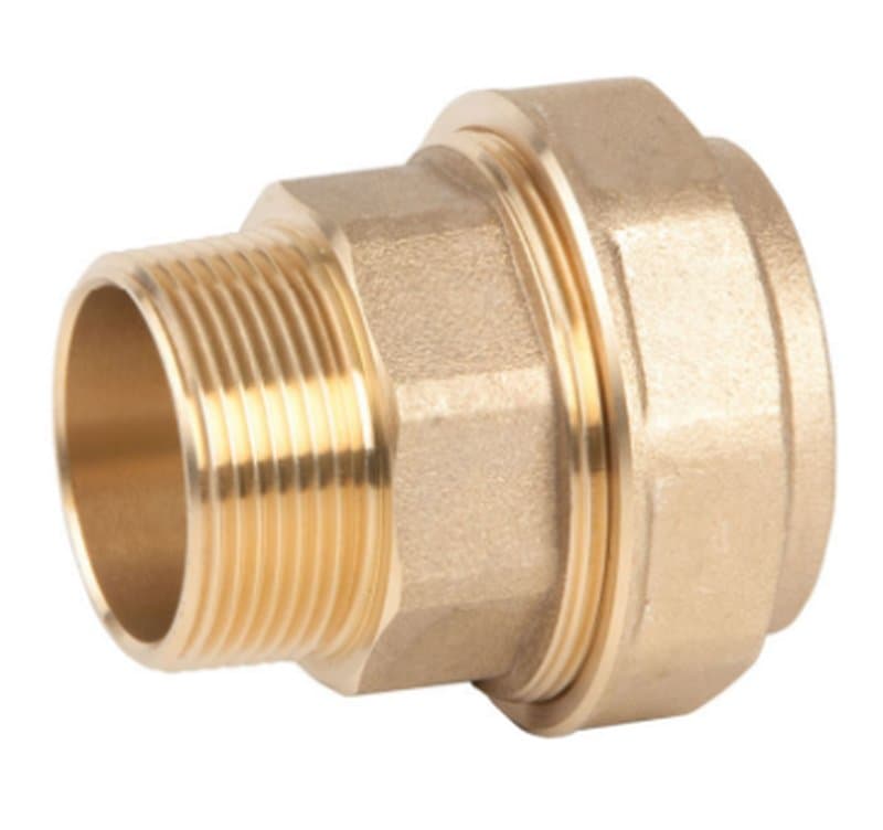 Штекер разъемный GENEBRE 0017 10, 2 1/2 Ду65 (2 1/2 x PE75), Ру16, прямой, компрессионный, полнопроходной, латунь