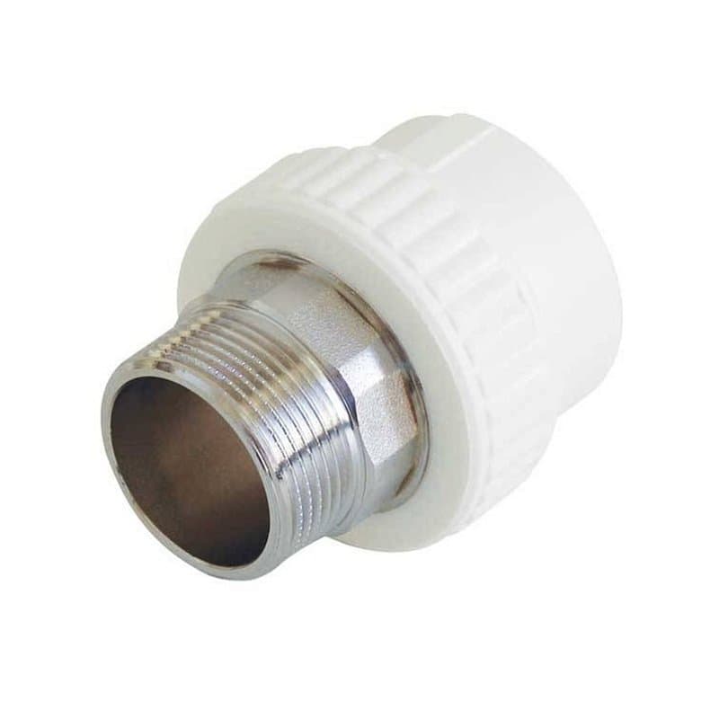 Муфта PP-R Kalde Дн32х1″ Ру25 полипропиленовая, комбинированная под шестигранник, наружная резьба/пайка, белая