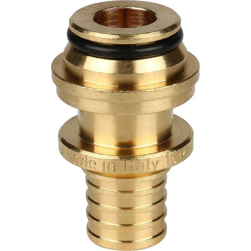 Переходник аксиальный STOUT SFA-0034 Дн20x3/4″ Ру25 с накидной гайкой под евроконус для труб из сшитого полиэтилена, корпус - латунь