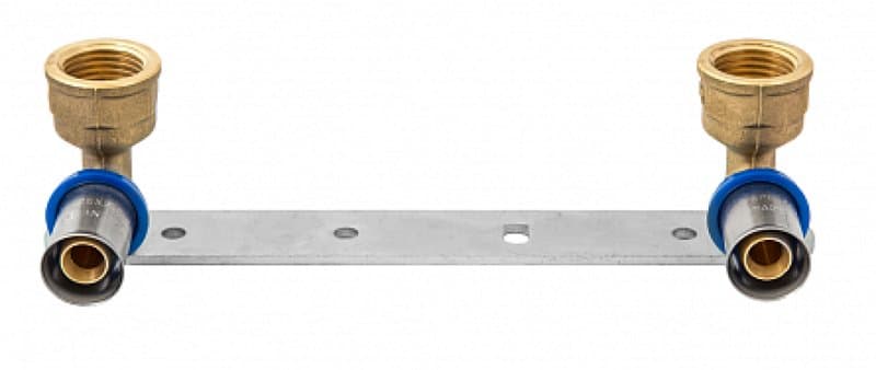 Водорозетка APE APL38 Дн16х1/2″ Ру16, пресс / внутренняя резьба, латунная, комплект 2 шт на пластине, для металлопластиковых труб