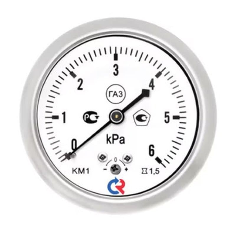 Манометр низкого давления Росма КМ-11Т (0-10kPa) M12x1.5 2.5 63мм, тип - КМ-11Т, осевое присоединение, 0-10кПа, резьба M12x1.5, класс точности 2,5