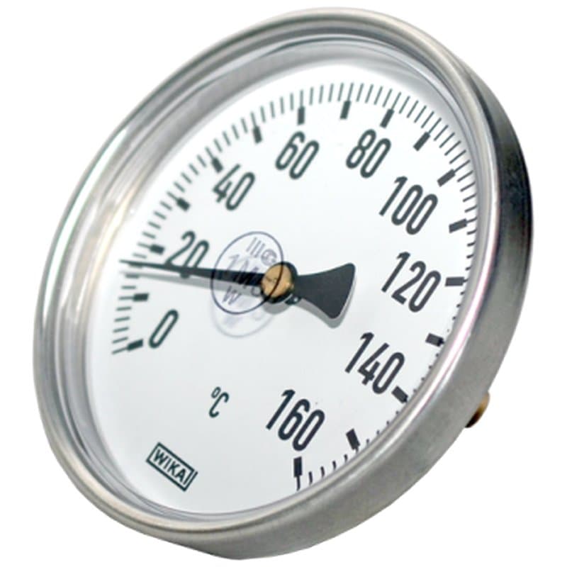 Термометр биметаллический А5002 Wika осевой, до 160°С, корпус 100 мм, L=100 мм, присоединение G1/2 3905942 (36523045)