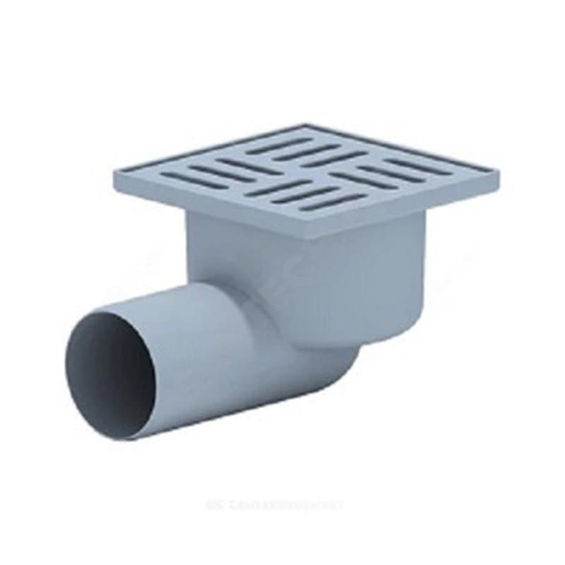 Трап горизонтальный с гидрозатвором АНИ Пласт TA51 Дн50 100х100мм с пластиковой решёткой нерегулируемый