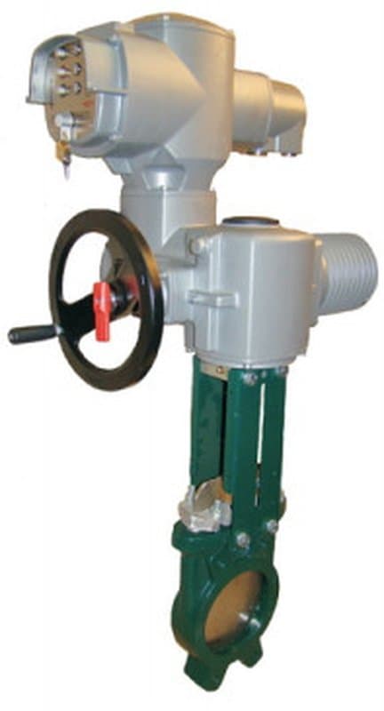 Задвижка шиберная Jafar 2904 Ду600 Ру4 NBR с выдвижным шпинделем с э/приводом AUMA SA14.2