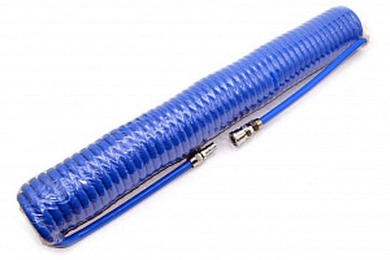 Пневмотрубка спиральная полиуретановая PU95 12х8 мм L 12 м (10 атм, голубая) Китай