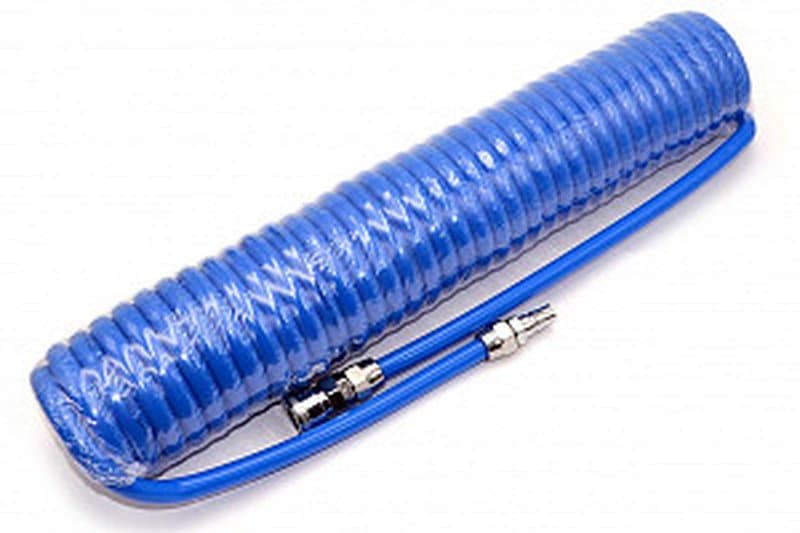 Пневмотрубка спиральная полиуретановая PU95 12х8 мм L 9 м (10 атм, голубая) Китай