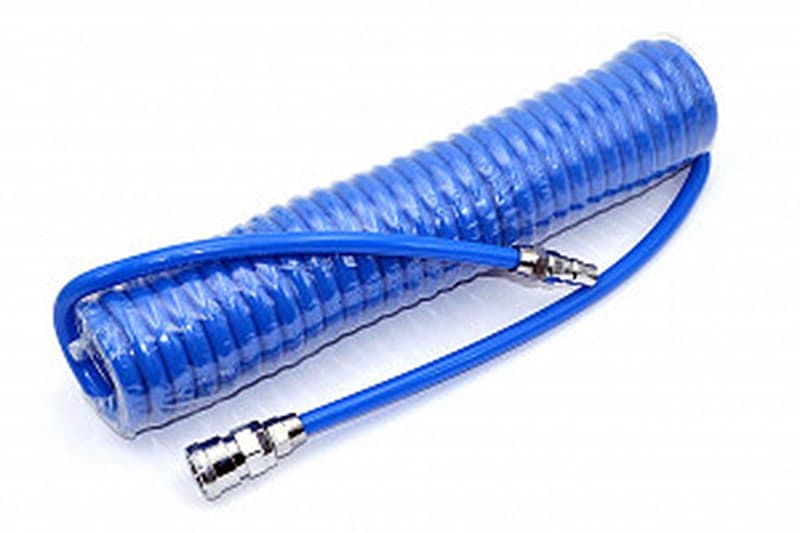 Пневмотрубка спиральная полиуретановая PU95 10х6.5 мм L 6 м (10 атм, голубая) Китай