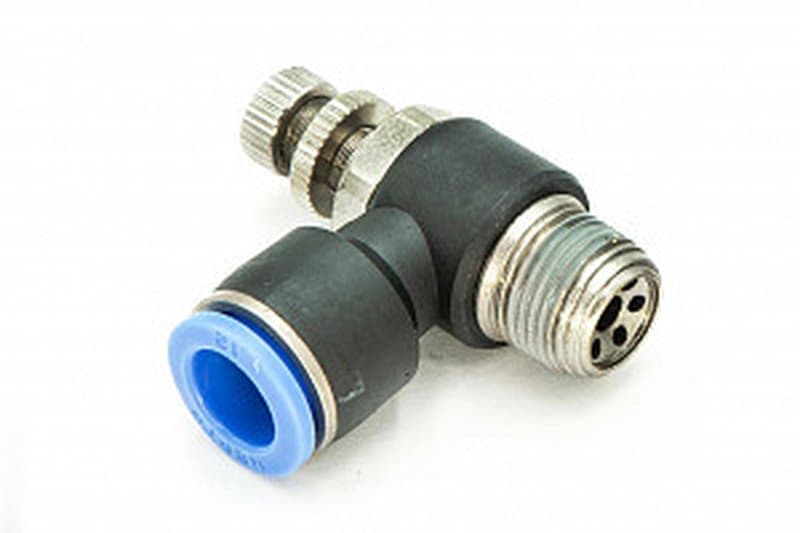 Регулятор расхода воздуха L-образный с наружной резьбой NSC 12-03 (R3/8")