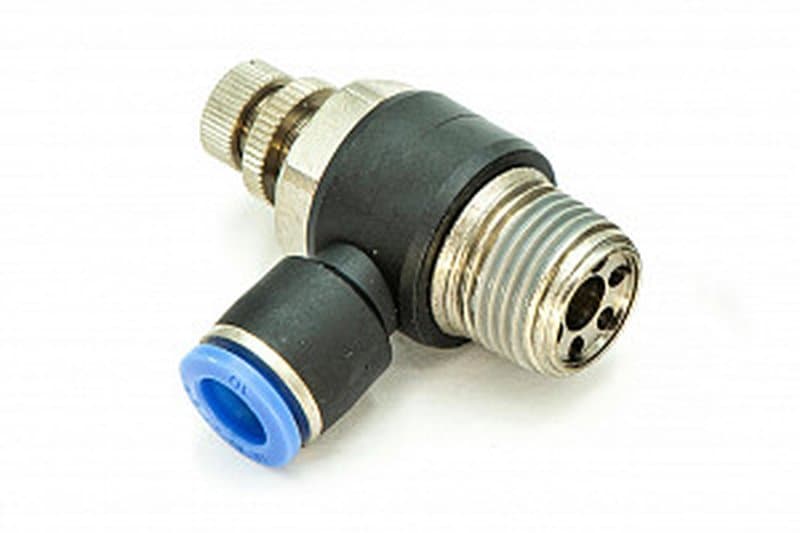 Регулятор расхода воздуха L-образный с наружной резьбой NSC 10-04 (R1/2")