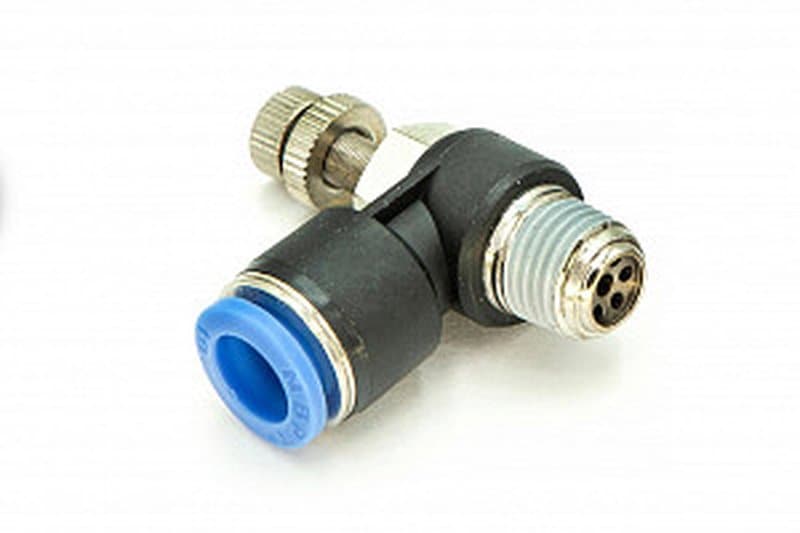 Регулятор расхода воздуха L-образный с наружной резьбой NSC 10-02 (R1/4")