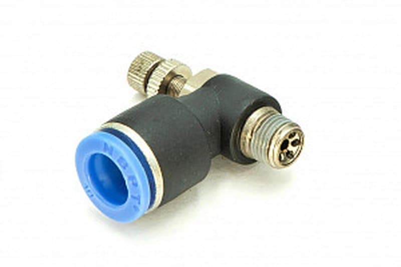 Регулятор расхода воздуха L-образный с наружной резьбой NSC 10-01 (R1/8")